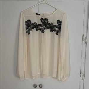 Elegant Cream and Black Lace Women's Top